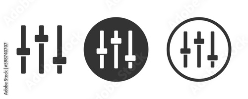 Sound volume level vector icons, control panel slide icons, sound controller icons set