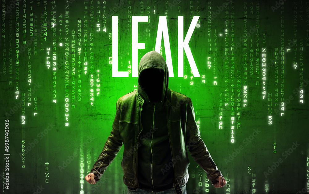 Faceless hacker with inscription concept Faceless hacker with inscription concept