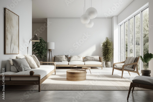photo of a Minimalist Living Room. AI generative © SANGHYUN