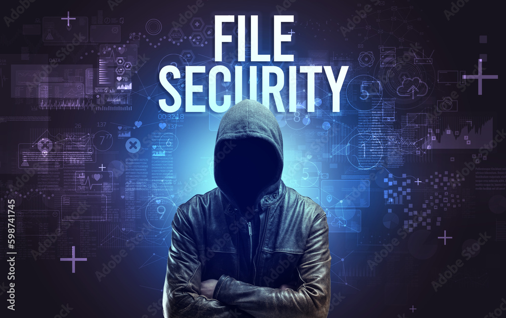 Faceless man with online security concept Faceless man with online security concept