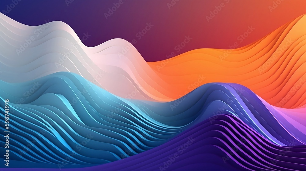 Waves Design: Colorful Curved Line waves