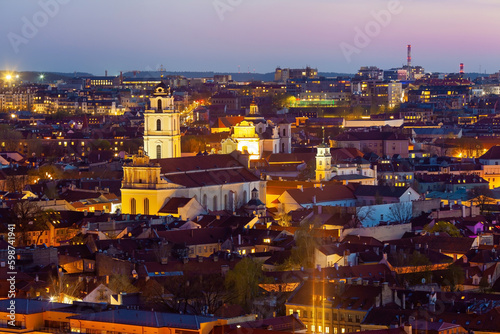 Vilnius, Lithuania, night landscape, old town view