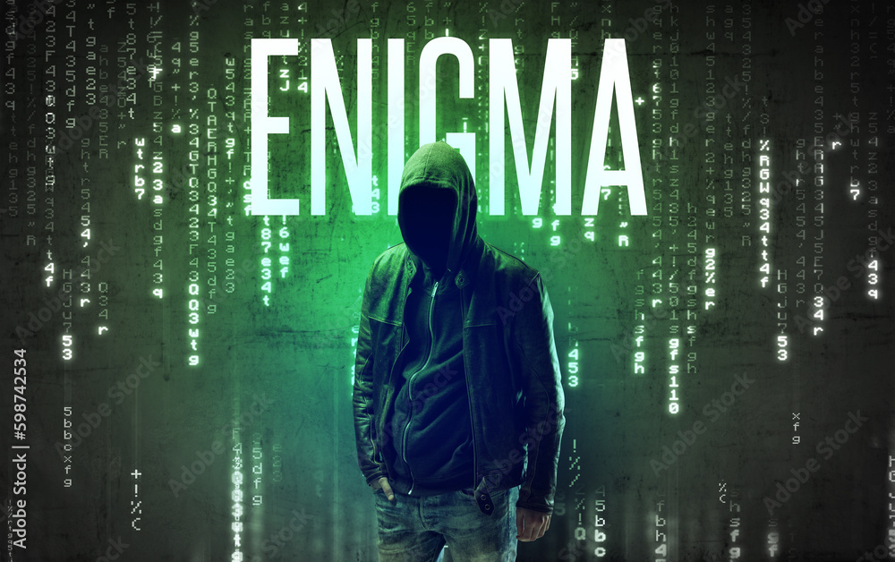 Faceless hacker with inscription concept Faceless hacker with inscription concept