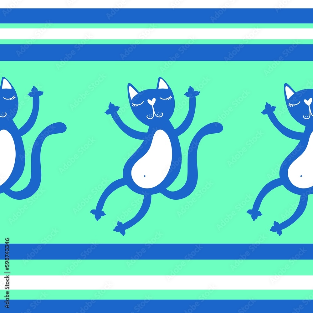 Halloween black cats seamless cartoon animals pattern for wrapping paper and fabrics and linens and kids
