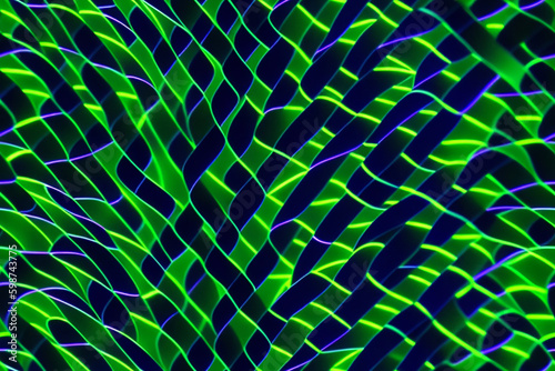 Seamless blue green lines background. Abstract geometric lines, beautiful wallpaper, distortion in water. Generative AI