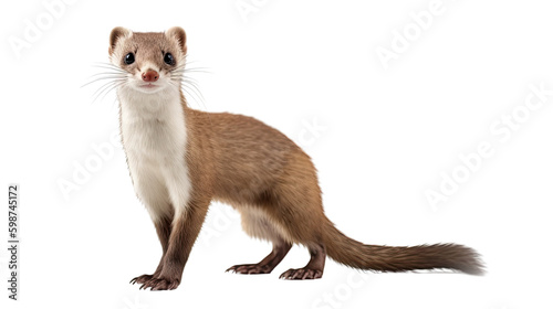 Weasel isolated on transparent background created with generative AI technology photo