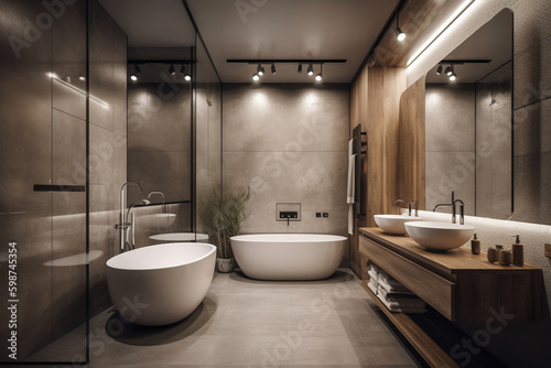 photo of Smart Washroom With Elegance. AI generative