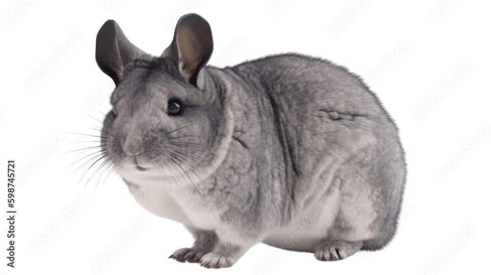 Obraz premium Chinchilla isolated on transparent background created with generative AI technology
