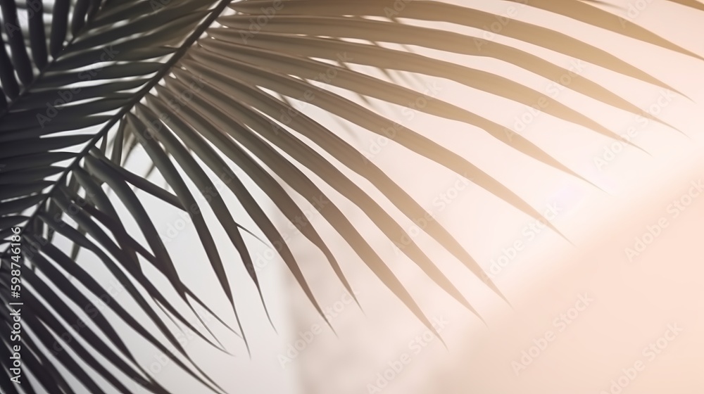 Beautiful abstract banner with green palm leaves shadow beige on white background. Natural leaf concept. Green natural background. Palm tree leaf texture. Summer concept. Abstract floral pattern. Beautiful abstract banner with green palm leaves shadow beige on white background. Natural leaf concept. Green natural background. Palm tree leaf texture. Summer concept. Abstract floral pattern.