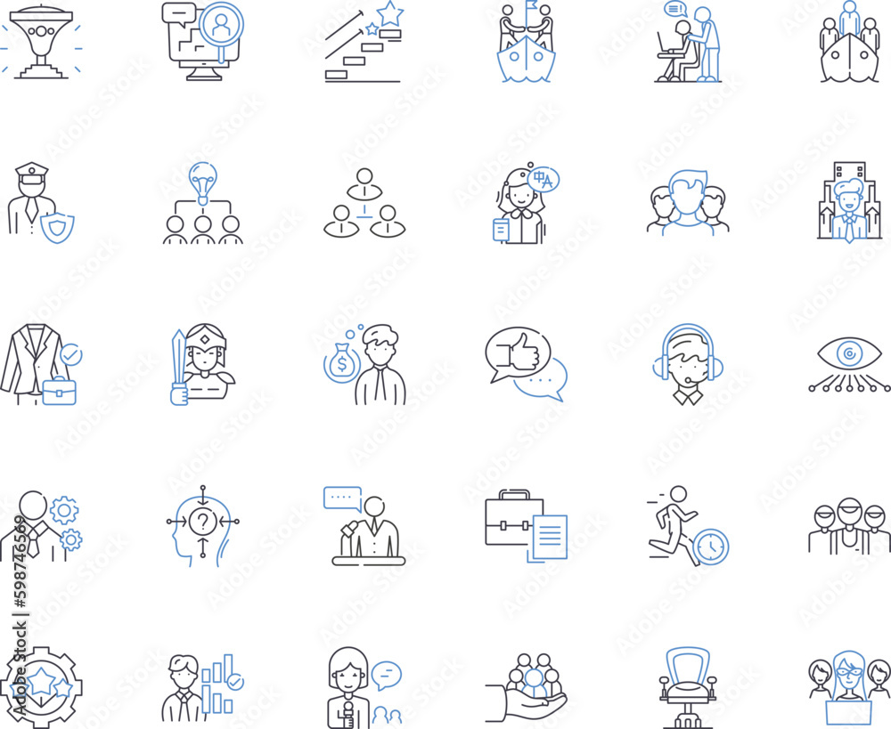 Business line icons collection. Entrepreneurship , Profit , Market , Sustainability , Expansion , Branding , Innovation vector and linear illustration. Sales ,Strategy ,Finance outline Generative AI