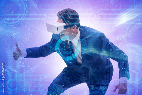 Virtual reality concept with man and VR goggles