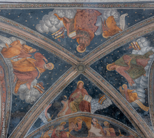 Fotografie, Tablou Fresco of the four Evangelists in Nativity of Mary Parish Church (Parrocchia nat