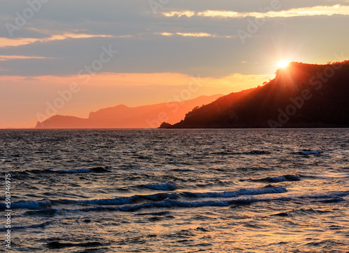 Beautiful landscape with tropical sea sunset on the beach  Gaeta  Latina  Italy 