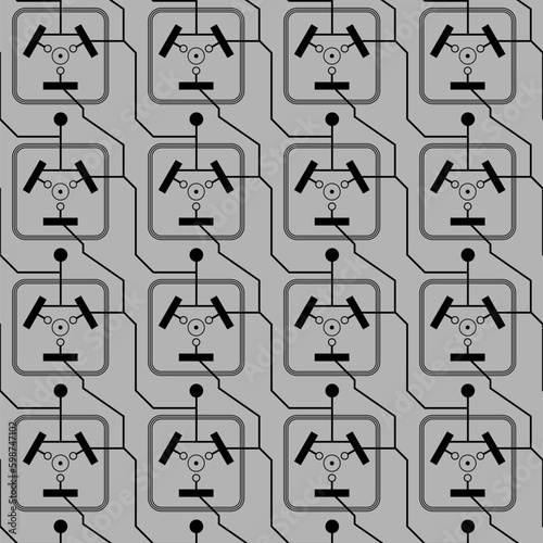Quantum computer PCB wires, seamless pattern, vector quality - from 4x4 to borderless - any qubits you want