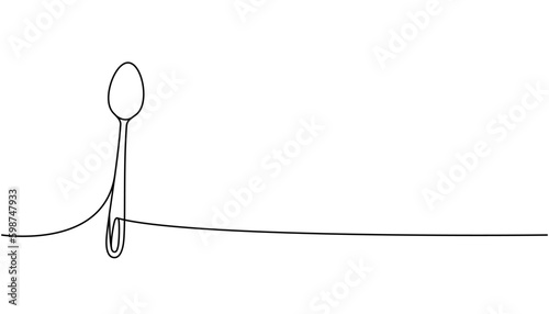 Kitchen spoon one line continuous drawing. Kitchen tools continuous one line illustration. Vector minimalist linear illustration.