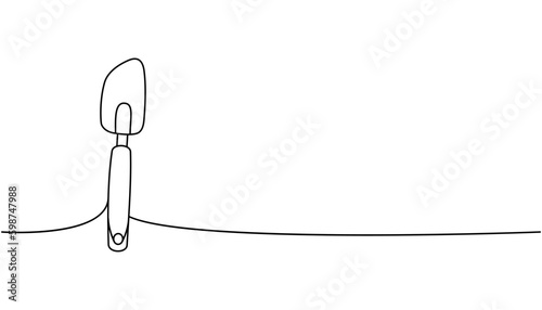 Confectionery spatula one line continuous drawing. Kitchen tools continuous one line illustration. Vector minimalist linear illustration.