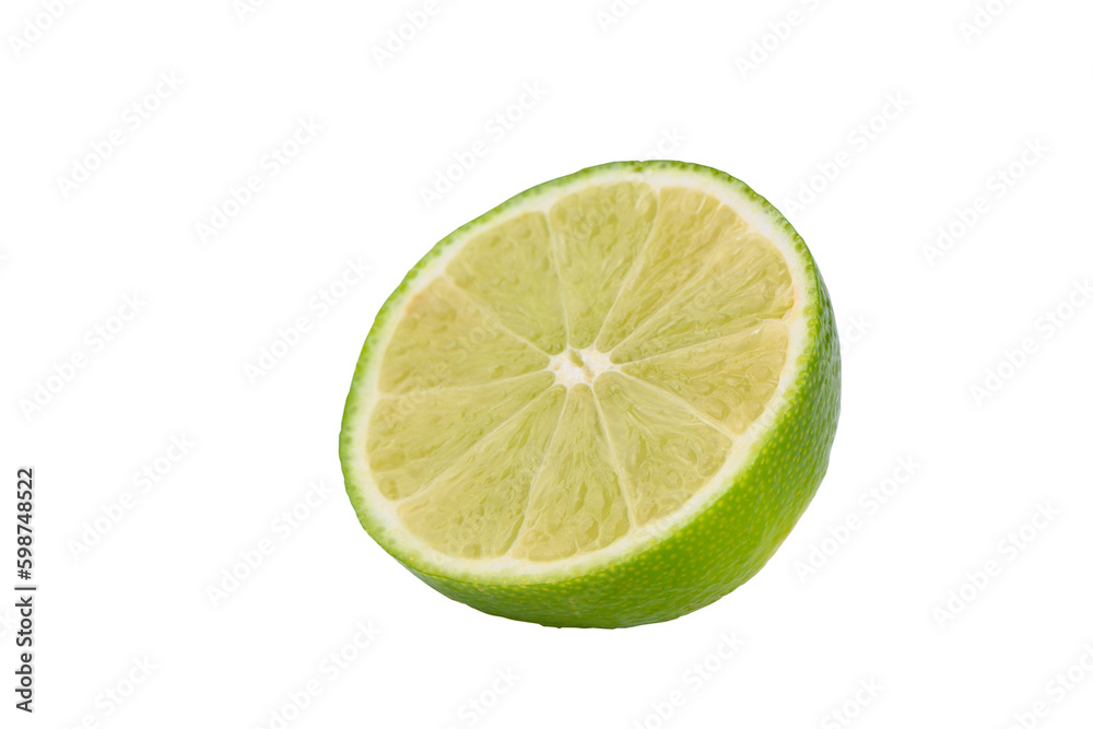 isolate sliced ​​lime on white background isolate