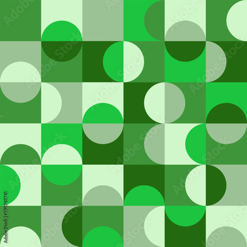 Mid century modern optical half circles seamless pattern in jade green, emerald green , gray and white. For fabric, texture, textile and home decor 