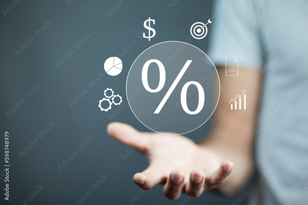 interest rates and dividends, Business people calculate and higher graphs and percentages investment interest rates and dividends, Business people calculate and higher graphs and percentages investment