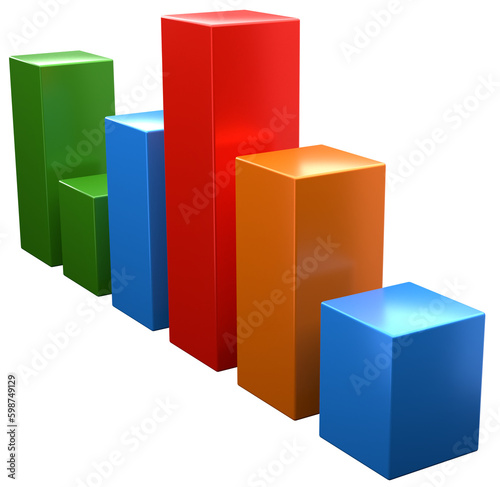 colored business graph of various sizes for analysis  3d illustration