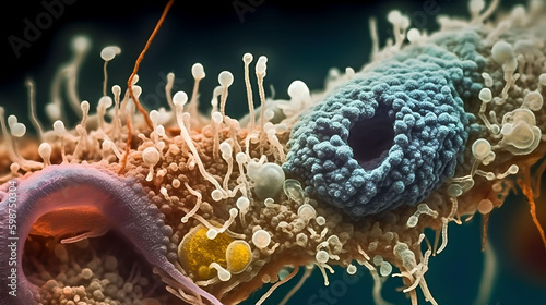 A microscopic close-up view of protozoa - generative AI photo