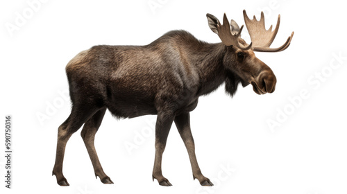 Moose isolated on transparent background created with generative AI technology