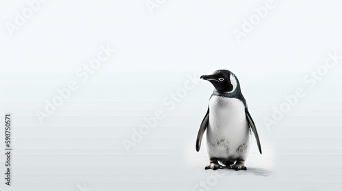 penguin on minimalist white background  generative ai