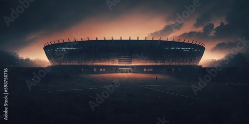 Illustration of stadium silhouette at dusk