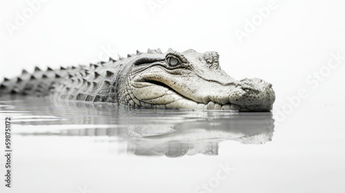 Alligator on minimalist white background  generative ai