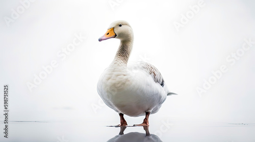 goose on minimalist white background, generative ai