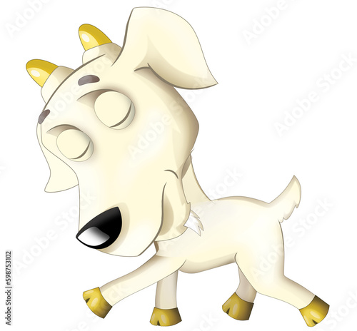 Cartoon scene with happy cheerful goat is standing illustration for children