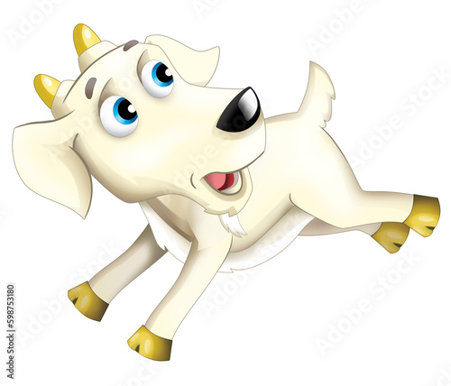 Cartoon scene with happy cheerful goat is standing illustration for children