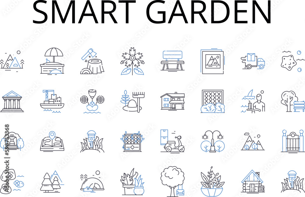 Smart garden line icons collection. Intelligent garden, Tech-savvy garden, Automated garden, Innovative garden, Eco-friendly garden, Sustainable garden, High-tech garden vector and Generative AI