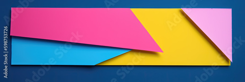 Free Download Abstract colorful gradient geometric banner with copy space. Modern blue, yellow, pink post it sticker notes design. Horizontal set for header, website web design, Social Media adds. Generative AI - GFXLoad