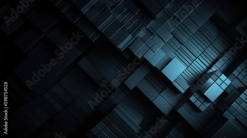 Modern abstract digital 3D background. Copy space. Based on Generative AI