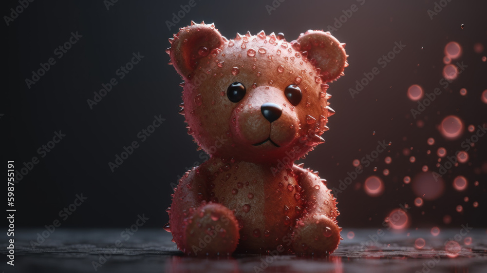 Cute wet teddy bear created with generative AI technology Cute wet teddy bear created with generative AI technology
