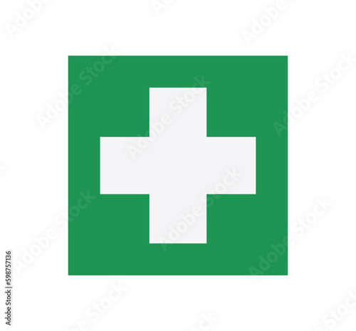 Green First Aid Cross Symbol.
