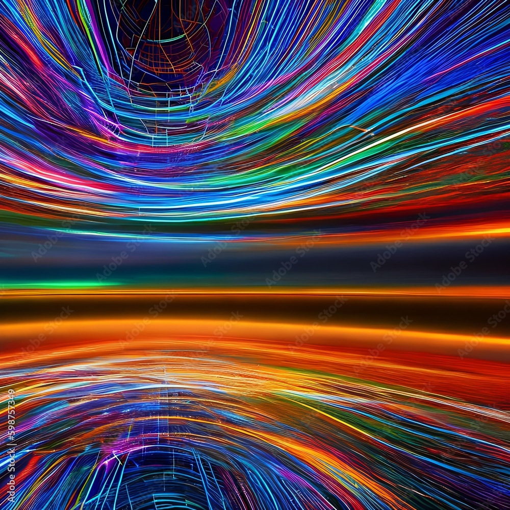 Fototapeta premium Quantum World: An abstract representation of the world, created with quantum particles and vibrant colors1, Generative AI