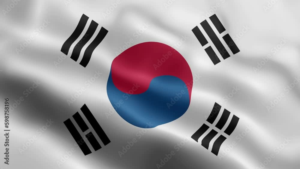 3D animation loop South Korea flag 3D animation loop South Korea flag