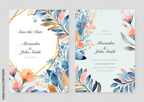 Orange pheony floral flower vector elegant hand drawing wedding invitation floral design watercolor photo