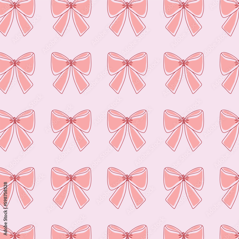 Seamless pattern with bows on a white background. Vector design for postcards, covers, wrapping.