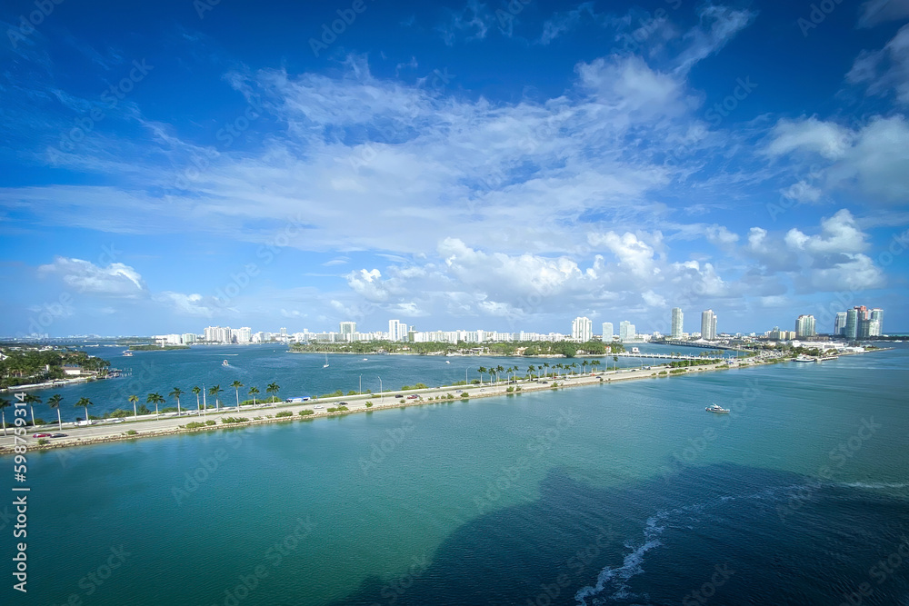 Panoramic view of Miami Beach skyline, Florida, United States.