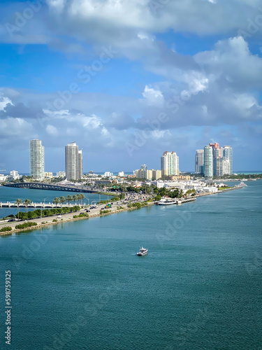 Scenic view of Miami Beach skyline, Florida, United States.