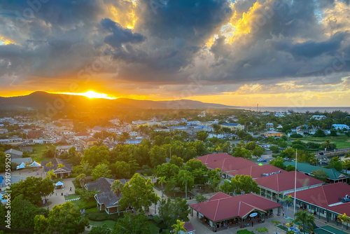 Sunset over Falmouth, Jamaica. photo