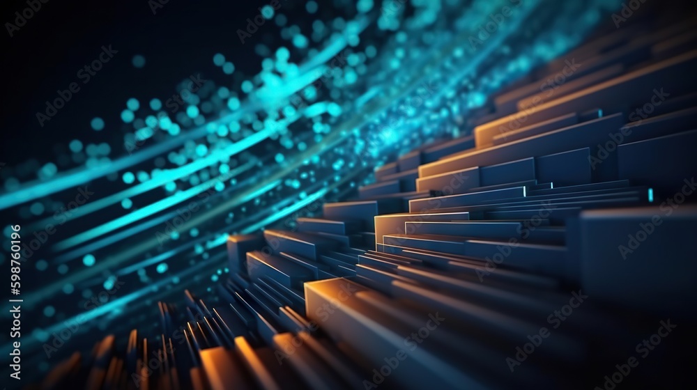 Modern abstract digital 3D background. Copy space. Based on Generative AI Modern abstract digital 3D background. Copy space. Based on Generative AI