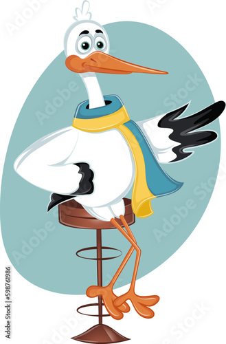 national Ukrainian bird white stork sitting on the chair Generative AI