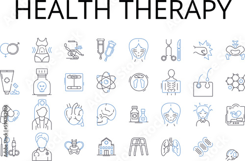 Health therapy line icons collection. Alternative medicine, Complementary medicine, Natural healing, Wellness treatment, Mind-body therapy, Holistic healthcare, Integrative medicine vector and linear