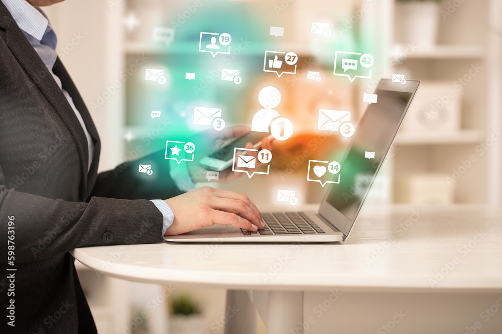 Young person surfing on social media network Young person surfing on social media network