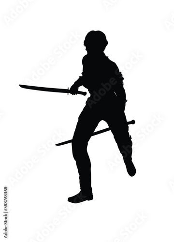 design vector, sword fighting style silhouette