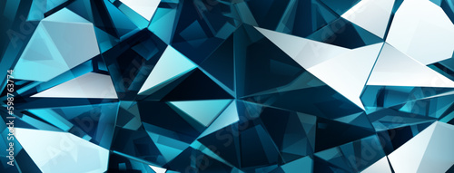 Abstract crystal background in light blue colors with refracting of light and highlights on the facets